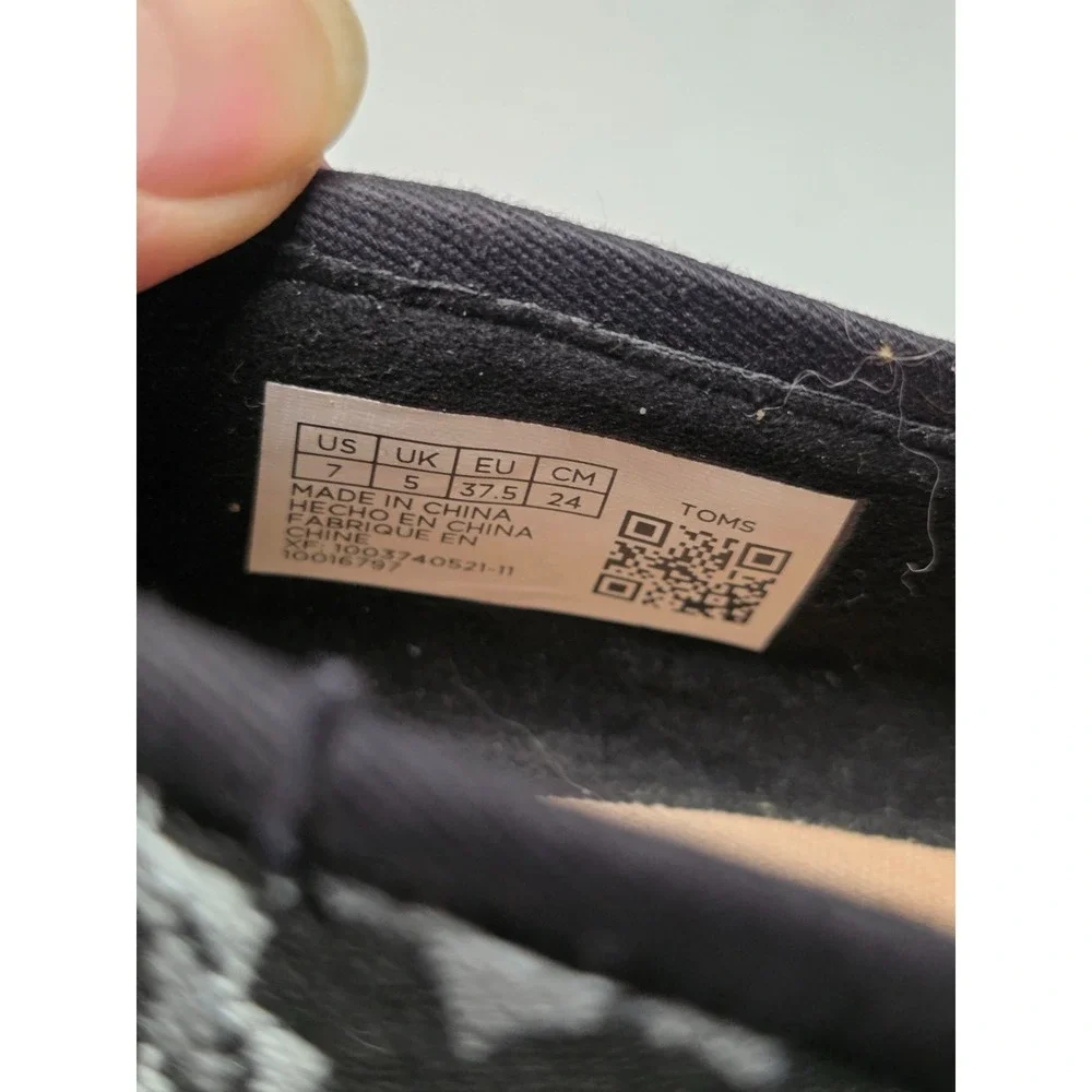 Toms Women's Shoes Size 7 Black Gray Darcy Slip On Flats Comfort Ballets